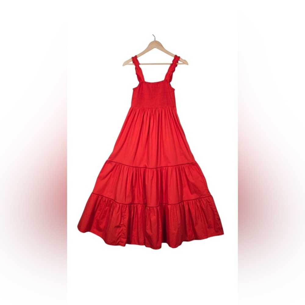 O.P.T. Vibrant Red 100% cotton tiered with ruffle strap Dress small